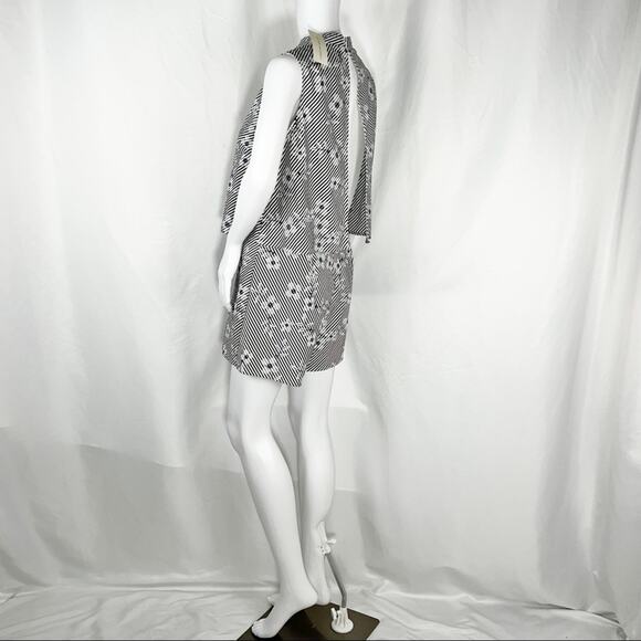 After Market White Black Stripe &Daisy Print Sleeveless High Neck Romper SzS NWT - Picture 4 of 16